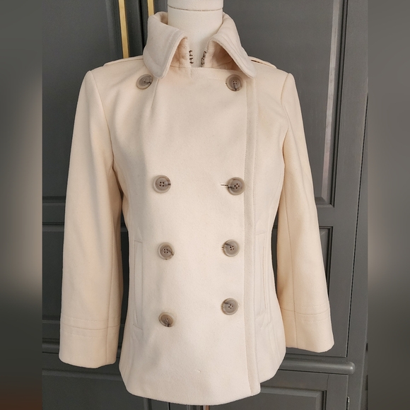 J. Crew Jackets & Blazers - J. CREW Womens Double Breasted Peacoat wool PS in Cream